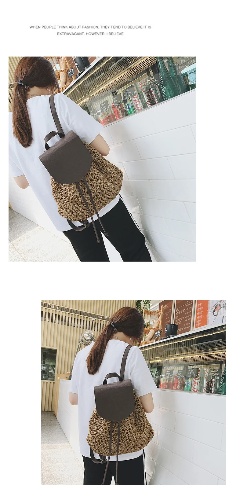 2022 Summer Women Straw Backpack Large Capacity Weave Rattan Wicker Casual Travel Backpack Girls Bohemia Beach Shopper Backpacks