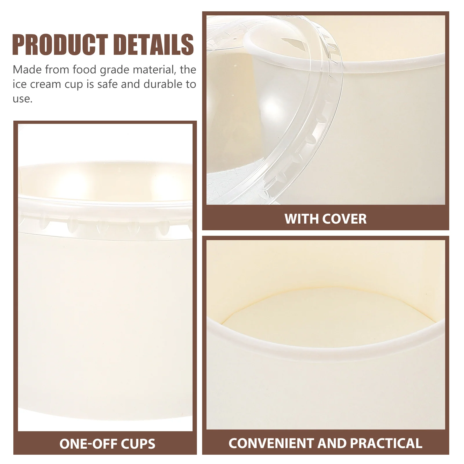 50Pcs Disposable Ice Cream Paper Cup Ice Cream Paper Cup With Lid Snack Dessert Container Yogurt Cake Sundae Pudding Cups