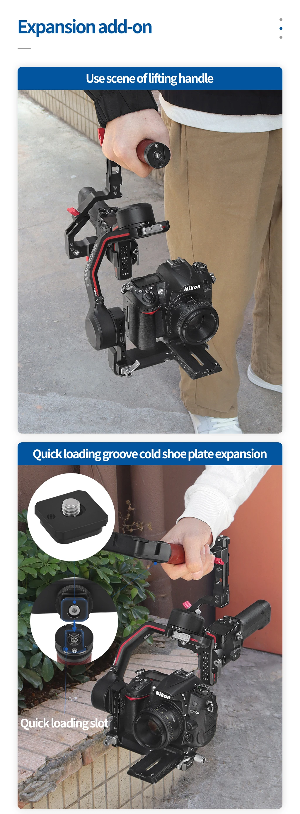 Gimbals Side Sling Handgriff, faltbar, verstellbar, Holzgriff, Schienenklemme, kalte Schuhhalterung für DJI Ronin RS3 PRO RS2 RSC2-Halterung – Detail 5