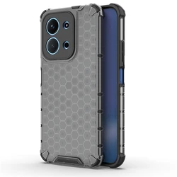 Shockproof Transparent Honeycomb Armor Case - Full Back Protection, 6.9 - Inch for Poco C85 171.6mm (Black)
