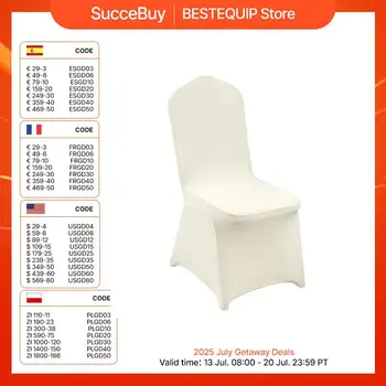 SucceBuy 30/50PCS Fodera per sedia pieghevole in spandex elasticizzato avorio Fodera protettiva universale per sedia rimovibile lavabile 1