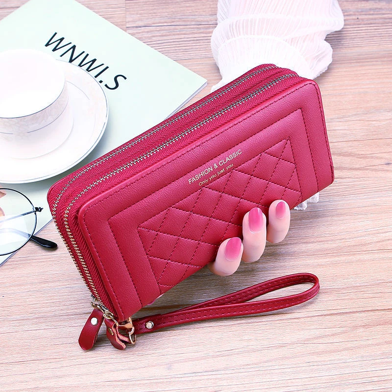 New Women Long Zipper Wallet Casual PU Purses Ladies Card Phone Holder Bag Money Card Holder