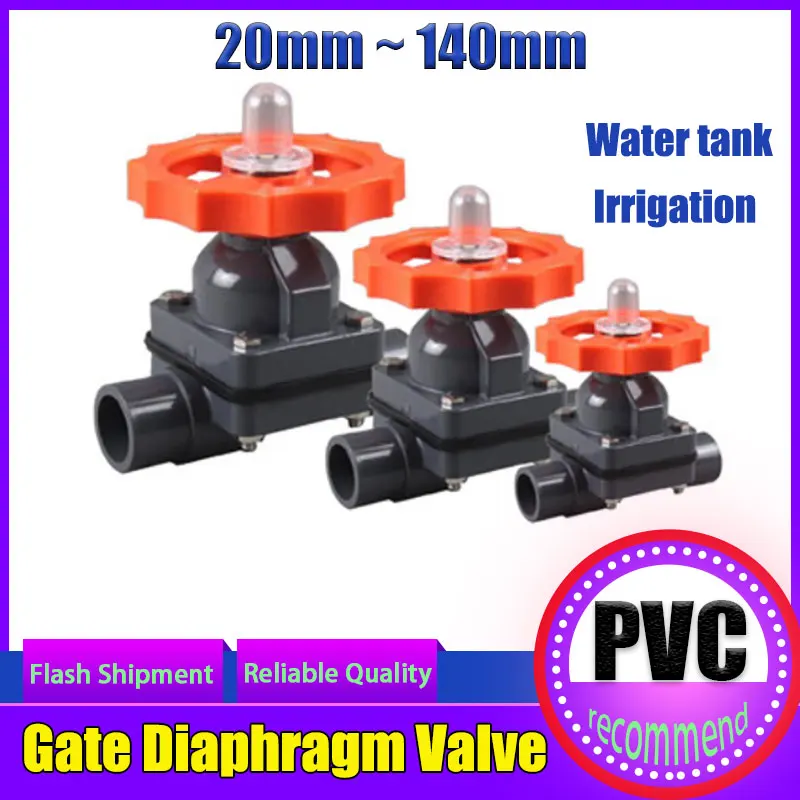 

1 Pcs UPVC Gate Diaphragm Valve Aquarium Tank Irrigation Adapter Garden Water Connectors Industrial Water Pipe Fittings