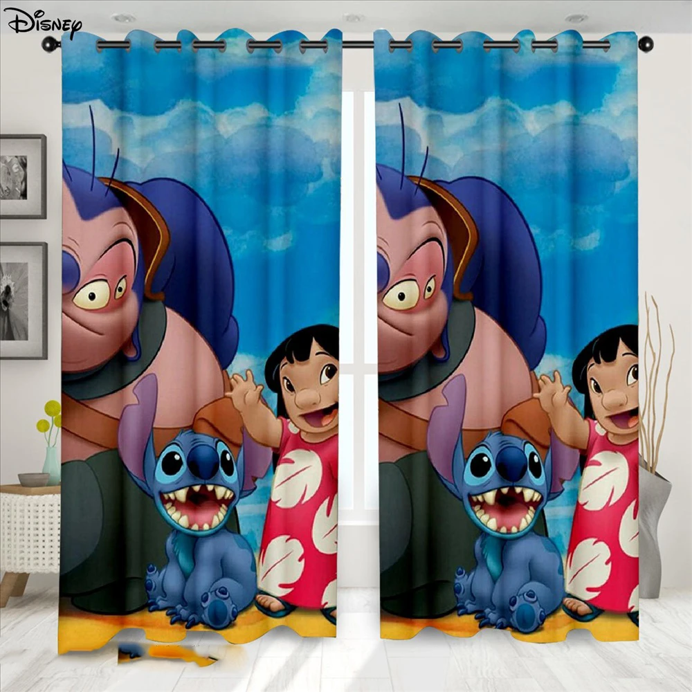 Rideau De Fenêtre 3d En Tissu Imprimé Disney Lilo & Stitch, Pour Chambre À  Coucher Et Salon - Rideaux De Douche - AliExpress
