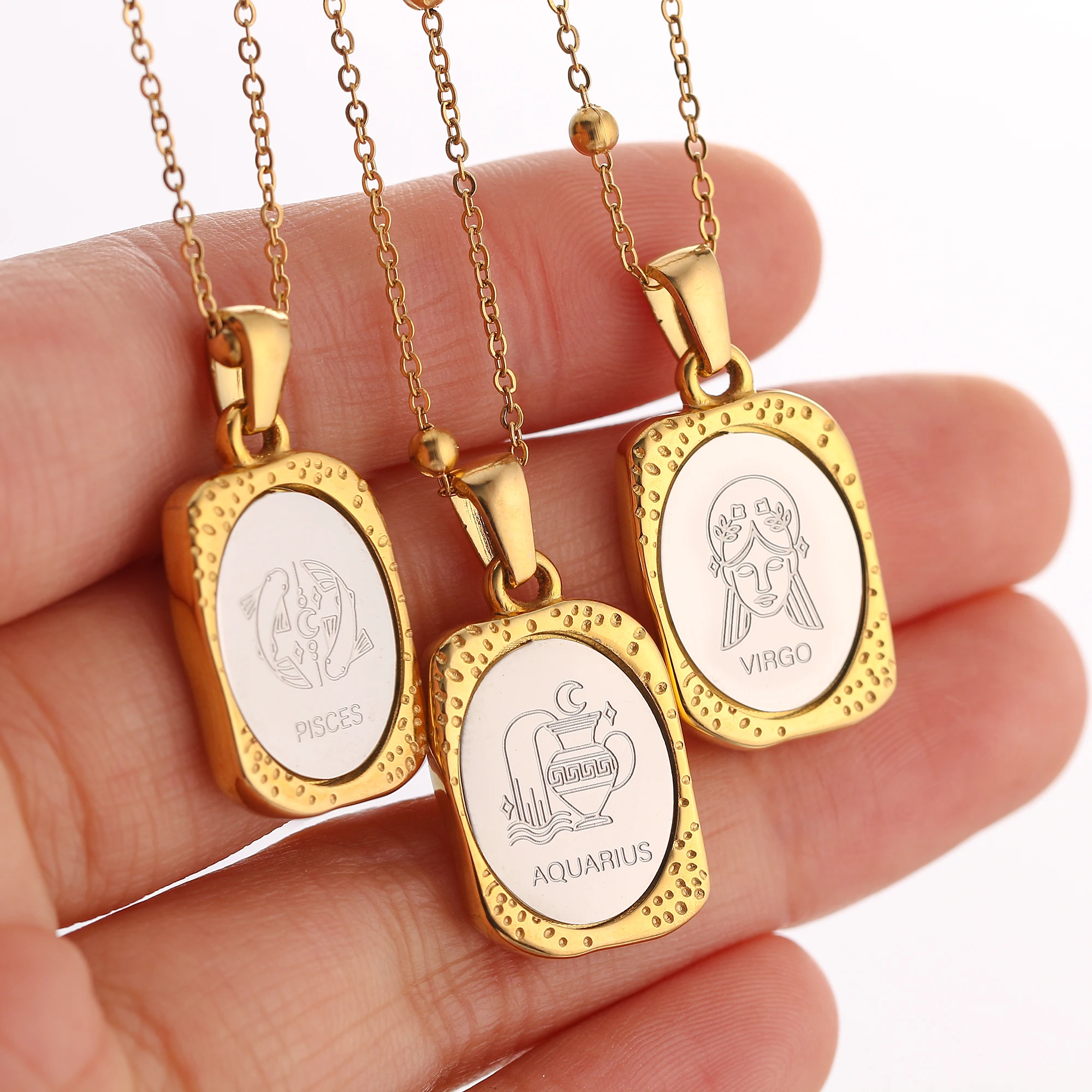 

12 Constellation Necklaces Stainless Steel Star Zodiac Sign Pendant +Chian Horoscope Astrology Necklaces for Women Jewelry Gift