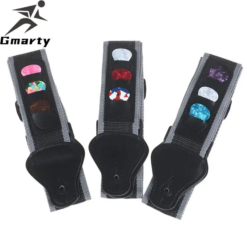 

Adjustable Electric Guitar Strap Black with 3 Plectrums Guitar Pick Holders PU Leather Ends Acoustic Guitar Bass Strap Belt