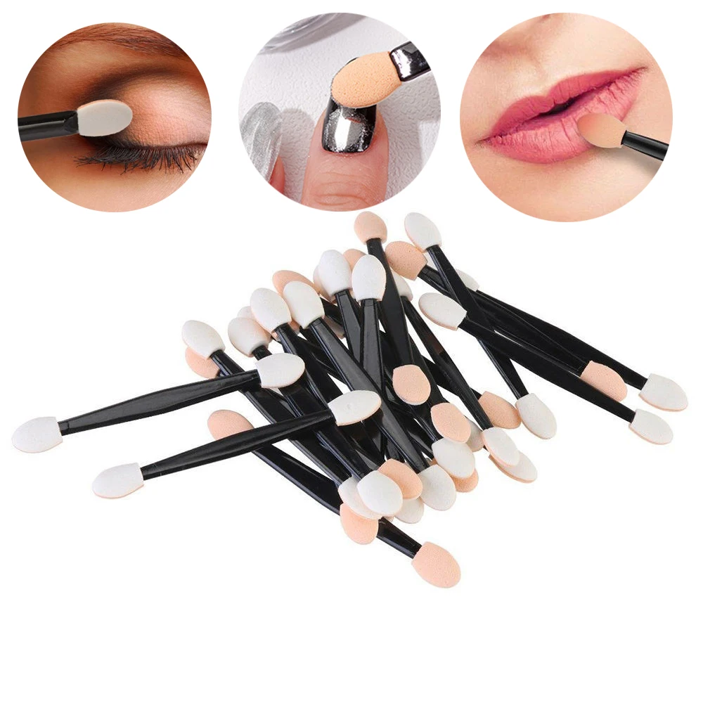 

10/30/50/100Pcs Nail Powder Brushes Double Heads Sponge Brushes For Eyeshadow Makeup 0.8*6cm Mirror Powder Disposable Brushes &7