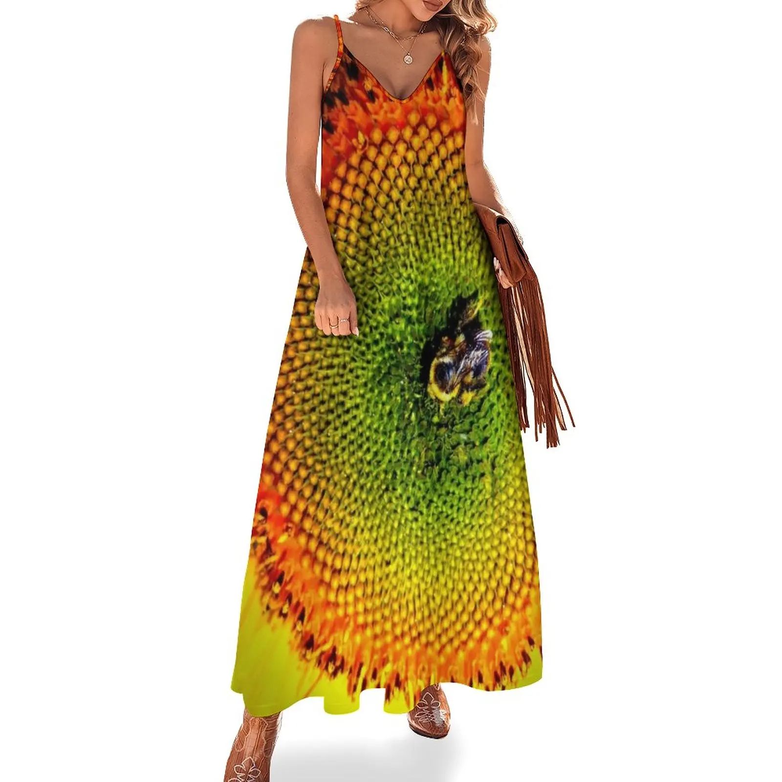 

Женское платье без рукавов Rainbow Sunflower & Bee, элегантное женское платье для свадьбы