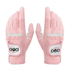 Pair of Professional Sky Blue Golf Gloves - Breathable Soft Fabric - Size 21 (Pink 1 pair)