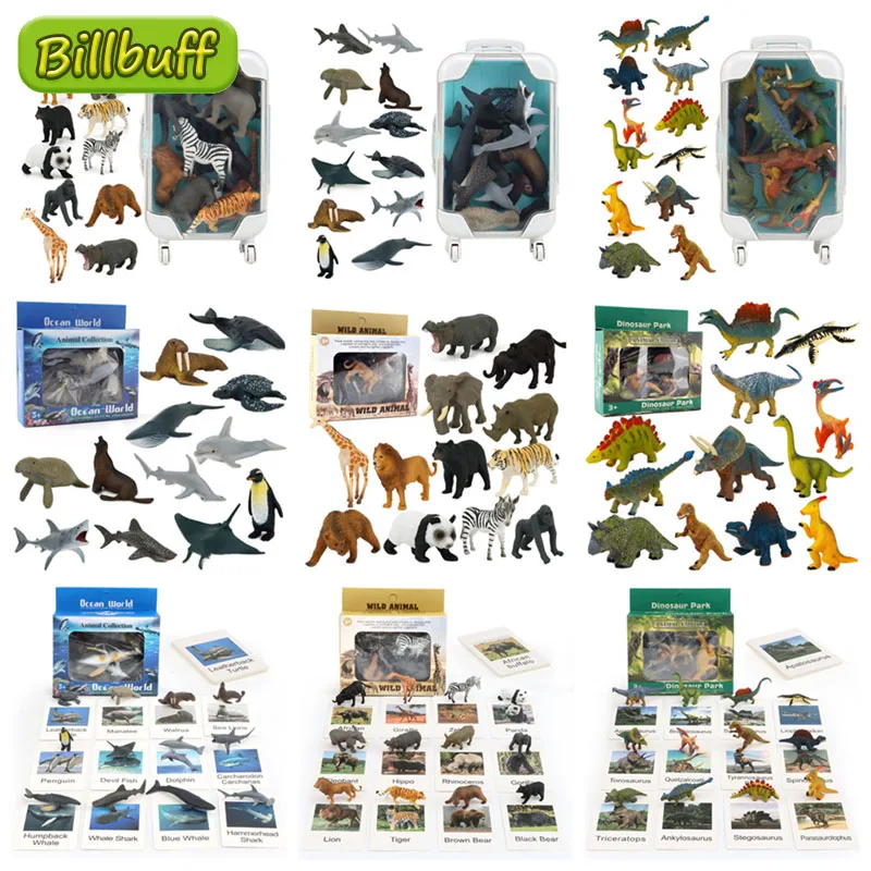 Mini Simulation African Wild Lion Farm Animals Sets Tiger Elephants Action Figures Figurines Model Educational Toys for children