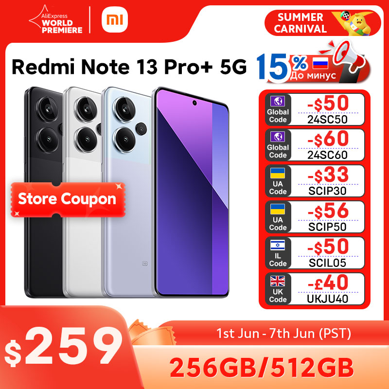  [World Premiere] Xiaomi Redmi Note 13 Pro Plus 5G Smartphone MediaTek Dimensity 7200-Ultra 200MP OIS Camera 120W HyperCharge NFC 
