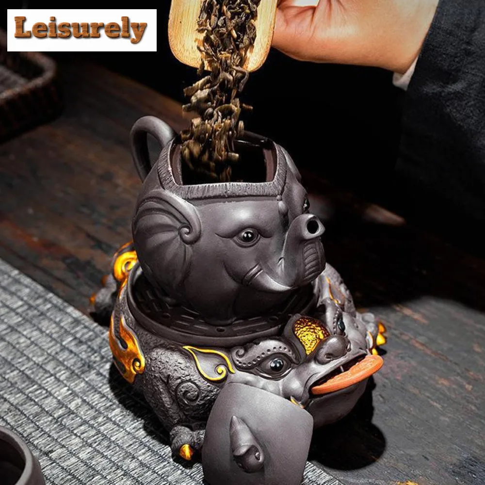 Creative Purple Clay Teapot Cute Elephant Model Filter Kettle Household Zisha Tea Set Chinese Customized Beauty Cha Tea Infuser