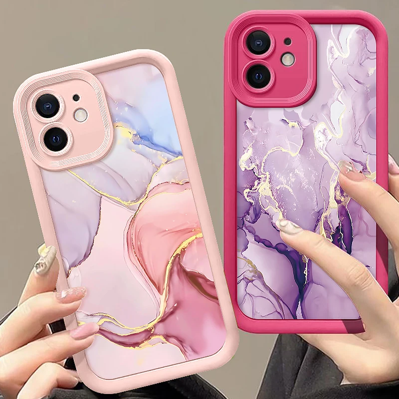 Marble Pattern Shockproof Soft TPU Candy Color Phone Case