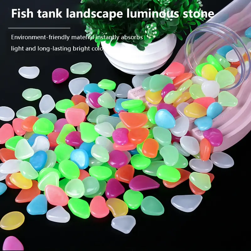 Artificial Stones 50pcs Artificial Colored Nightlight Stone Fish Bowl Landscaping Home Decoration Luminescent Small Stone