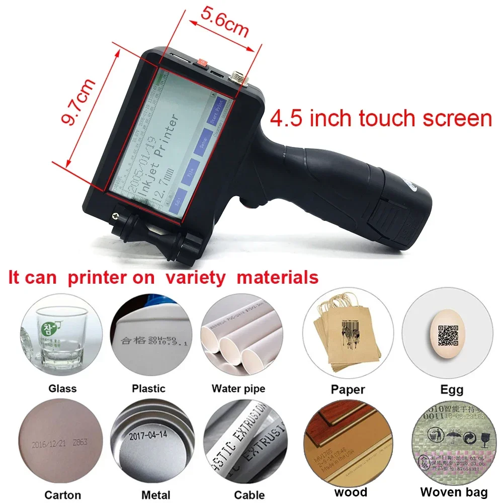 Marker Pen Handheld Inkjet Printer Quick Drying Ink Inkjet Printer Portable for Expiry Date Logo Plastic Bag Glass Bottle