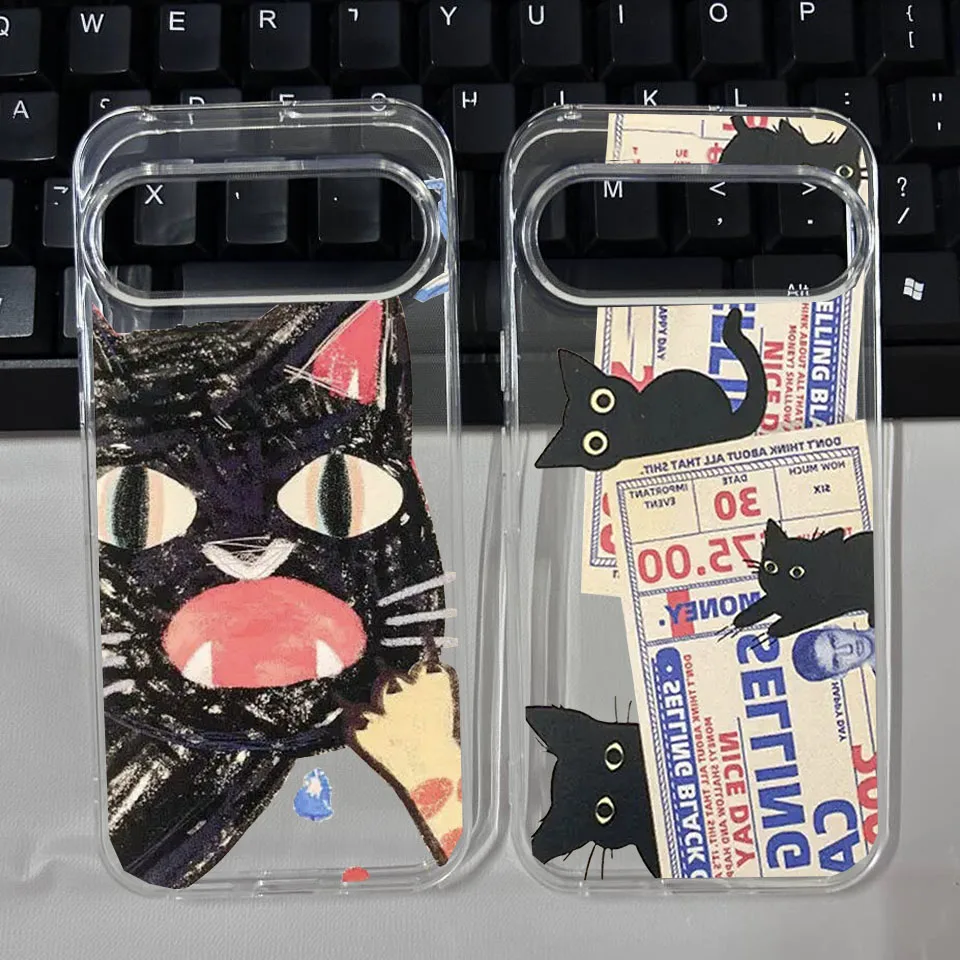 Animated Angry Cat Cartoon Doodle Soft TPU Phone Case Cover