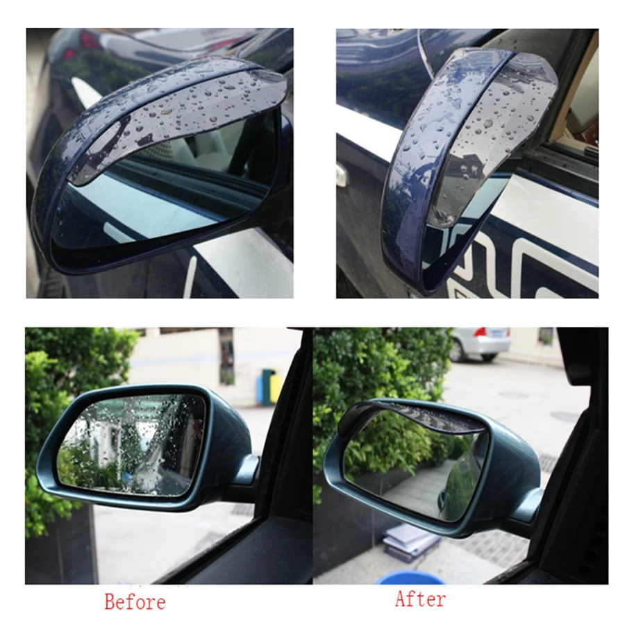 Universal Car Rear View Mirror Sticker Rain Eyebrow Weatherstrip Auto Mirror Car Rear View Accessories 2pcs