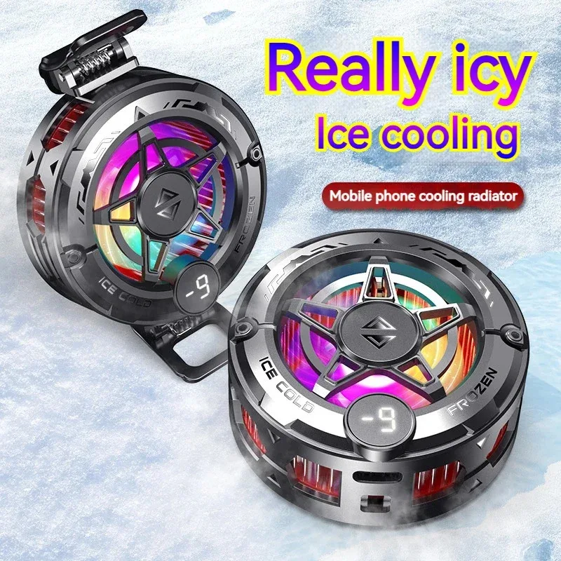 NEW 2IN1 Universal Portable Magnetic Clip Semiconductor Phone Cooler Digital Display RGB Light Cooling Game exclusive Cooling