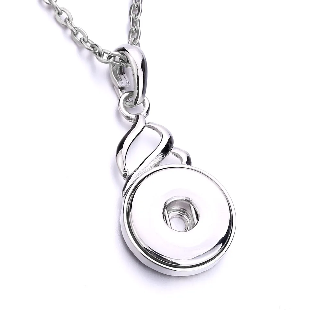 12pcs Metal Water Drop Snap Button Necklace Fit 18MM Snap Buttons Jewelry Pendant Necklaces