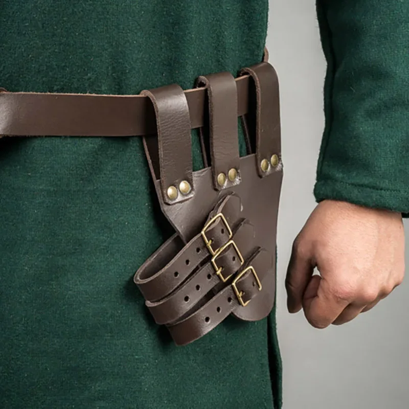 Vintage Leather Sword Set Medieval Viking Sword Belt Sheath Adjustable Scabbard Holder Warrior Knight Cosplay Accessory Halloween Costume Prop Sword Holder Sheath