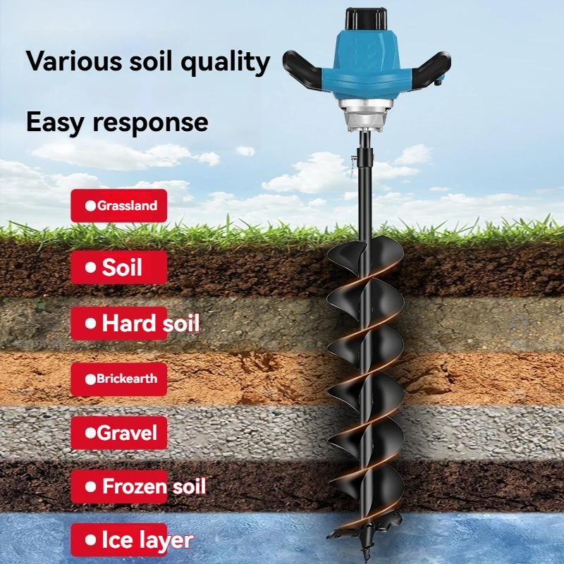 Taladro de tierra inalámbrico de litio de 1200 W con diámetro de perforación de 10-20 cm para jardinería, granjas y exteriores. - Imagen 3