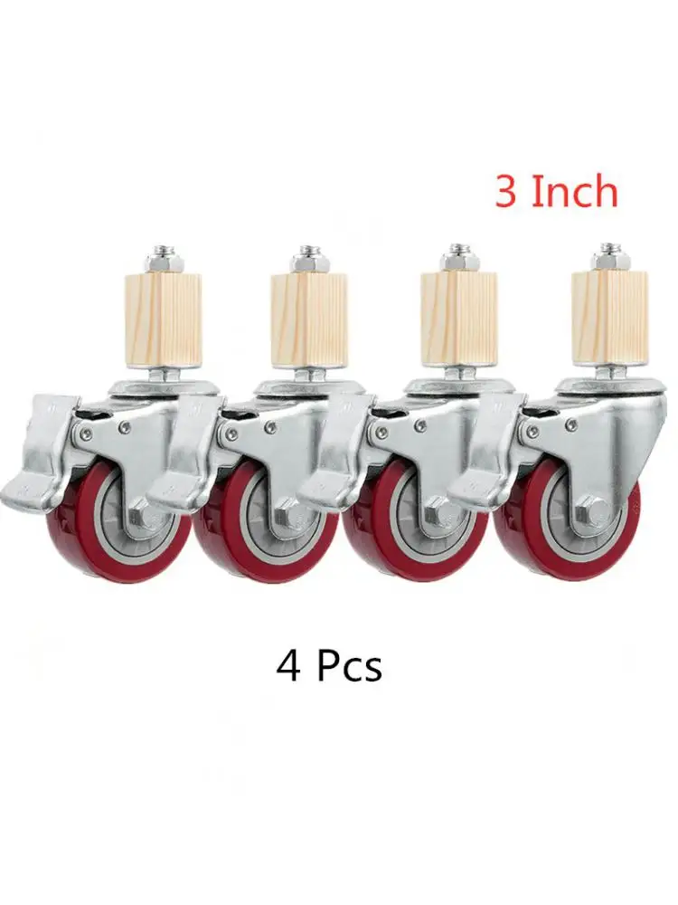 

(4 Packs) 3 Inch Caster 30mm Square Tube Stainless Steel Furniture Leg Iron With Brake Universal Wheel