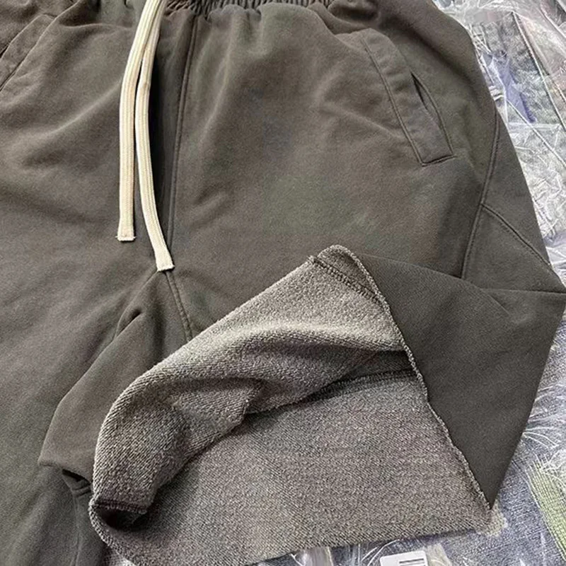 New Top Quality Loose Casual Grey Shorts Summer Men Woman Simple Splice Joggers Drawstring Breeches