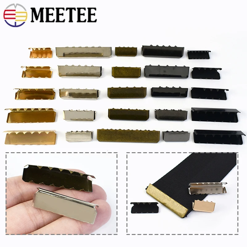 Meetee 금속 테일 클립 버클, 멜빵 엔드 클립, 스토퍼 단추 가방, 지퍼 정지 걸쇠 하드웨어 액세서리, 20-60mm, 10 개, 20 개, 30 개