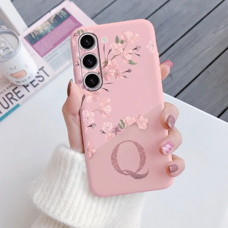 Pink Floral Soft Silicone Phone Case - Protective Back Cover with Bumper Design