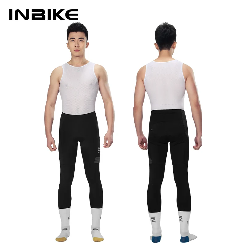INBIKE Spring and Summer Men Long Cycling Tights with Side Bags Breathable Thickened Pant Pads MTB Mountain Cycling Pants
