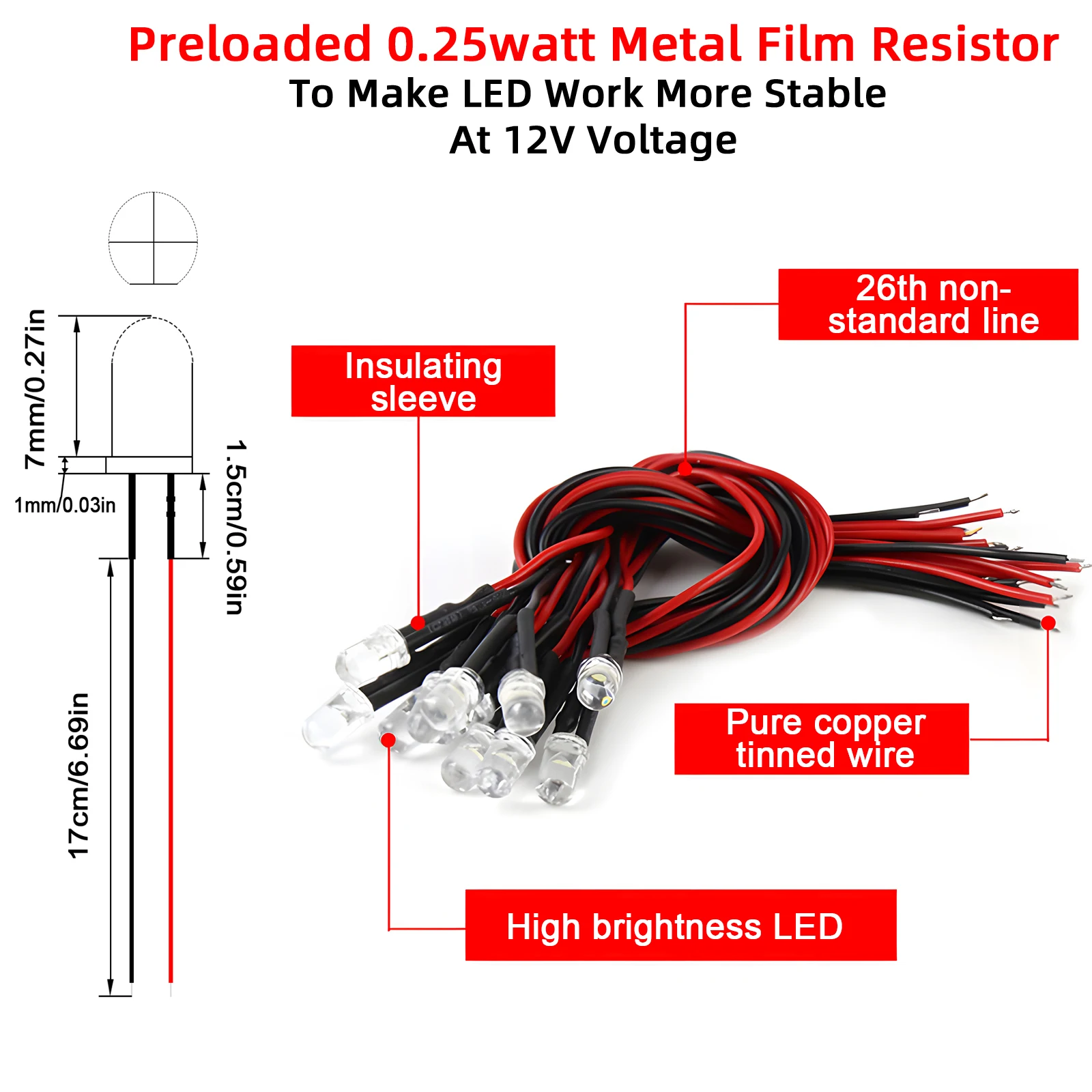 25pcs 12v Prewired Led Diode Lights 5mm Fast Slow Flash RGB Emitting Diodes Lamp DIY Projects White Red Green Blue Orange Yellow Led Light Kit Led Lamp Beads
