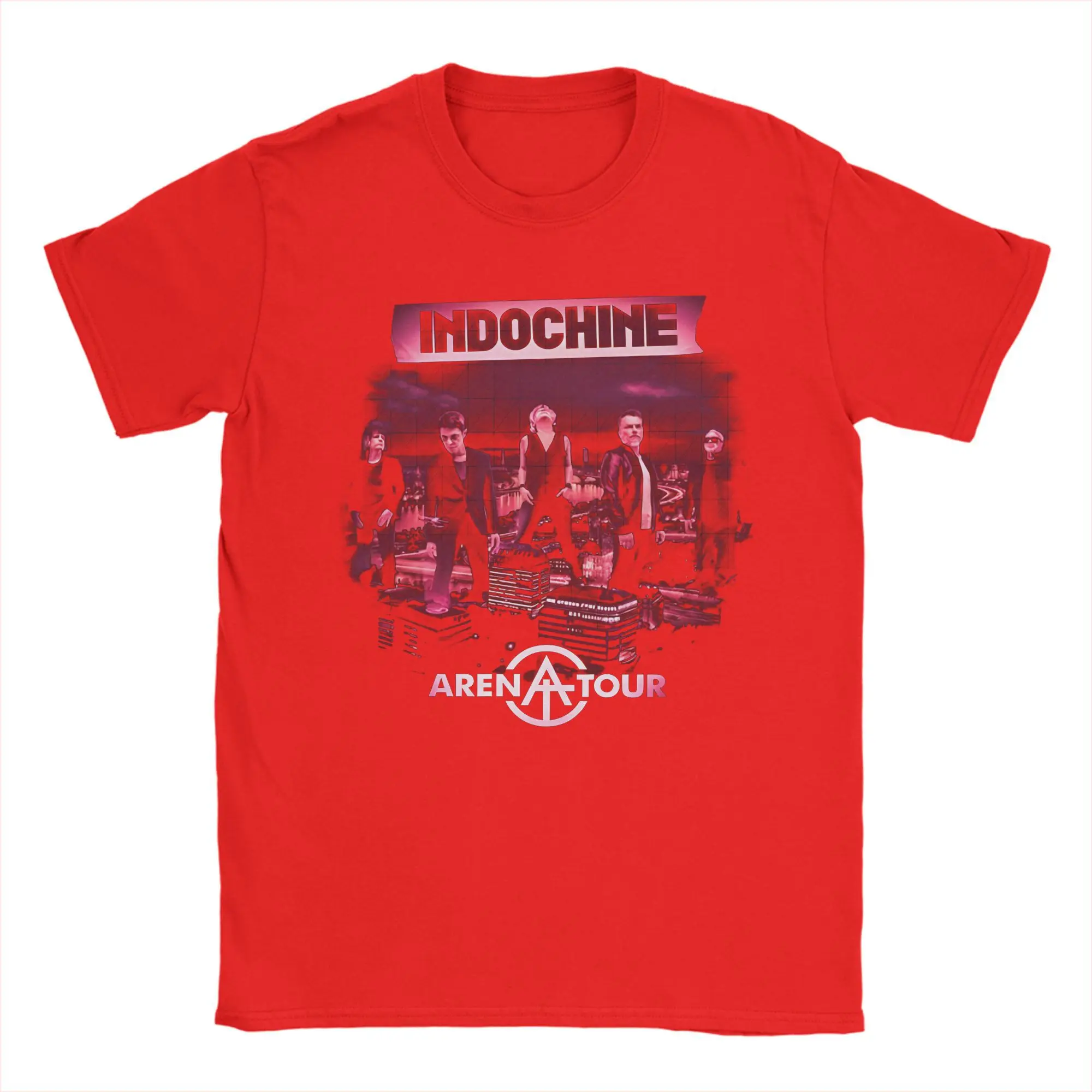Indochine Arena Tour T Shirt Men Cotton Vintage T-Shirt O Neck Pop Rock Band Tees Short Sleeve Merchandise Summer Men Clothing men t shirts