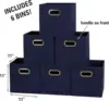 Household Essentials 81-1 Foldable Fabric Storage Bins Set of 6 Cubes with Handles  Navy Blue 3