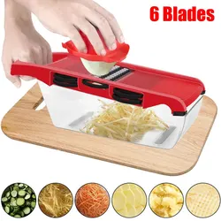 Multi-function Vegetable Cutter Mandoline Slicer 6 Blades Grater Potato Peeler Kitchen Gadget