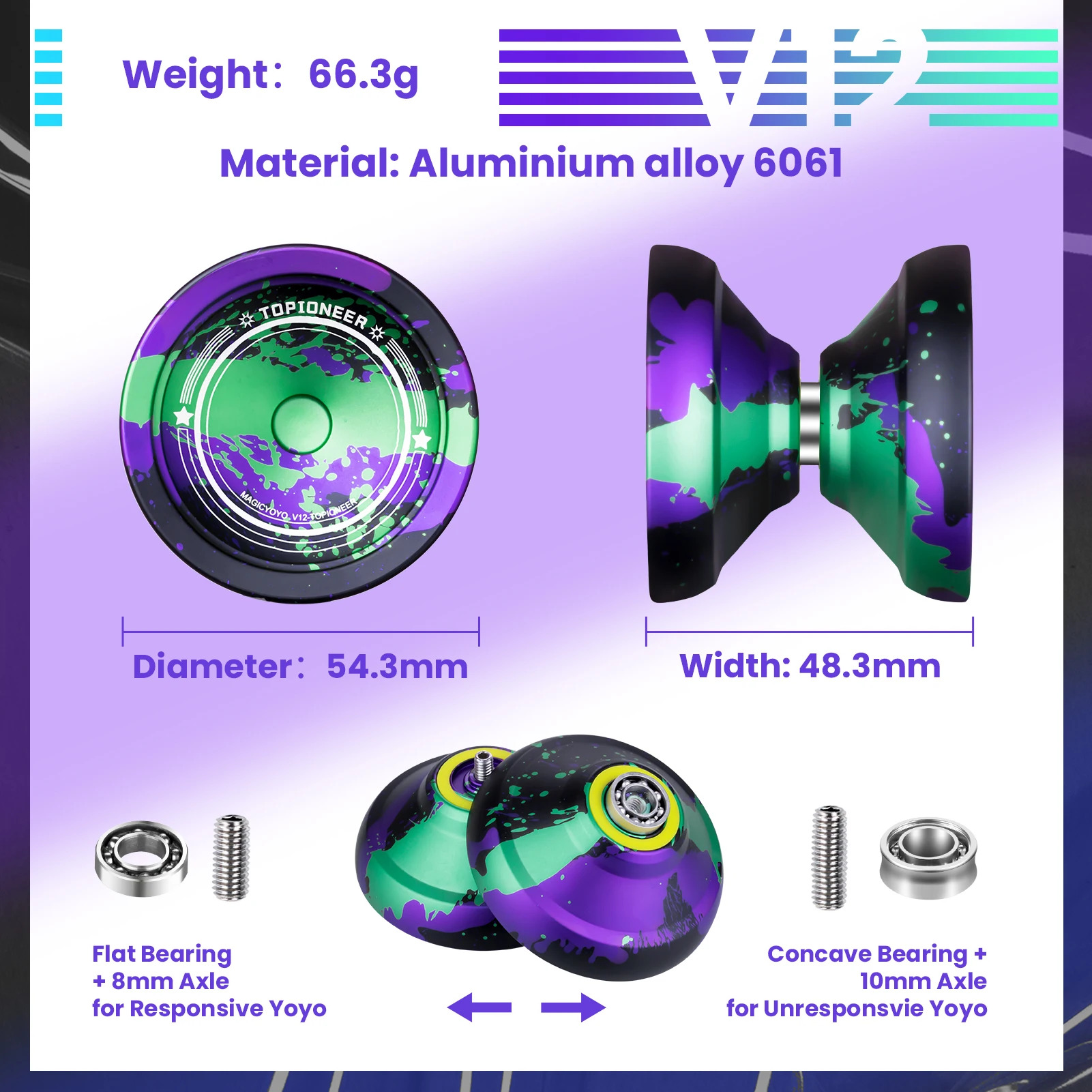 MAGICYOYO V12 Professional Yoyo for Advanced Player Dual Function Yoyo for Kids Beginner yoyo ball