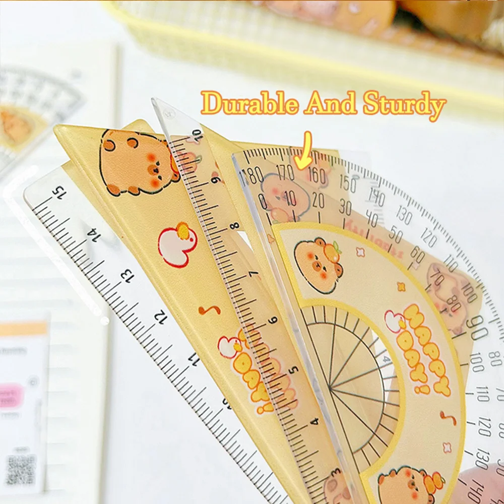 4pcs/set Rulers Drawing Tools Cute Cartoon Soft Ruler Set Office Supplies Set Student Gift