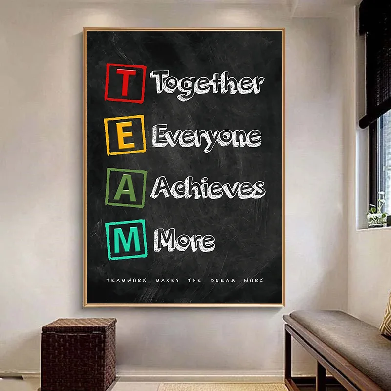 

Famous Quotes TEAM Inspirational Posters and Prints Canvas Painting Wall Art Pictures Canvas Print for Living Room Office Decor