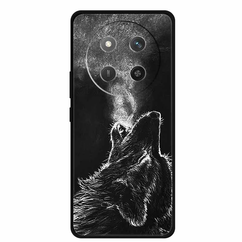 Cartoon Painted Soft Black Silicone Back Cover