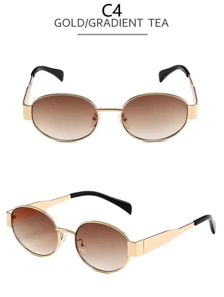 Damen-Sonnenbrille im alten Geldstil mit ovalem Rahmen, Retro-Mode-Sonnenbrille, stilvolle Metallbrille – Detail 8