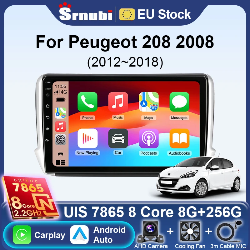 Autoradio für Peugeot 2008 208 Serie 2012 2013 2014-2018 Android 14 Navigation Multimedia-Player Carplay Auto-Stereoanlage BT Video