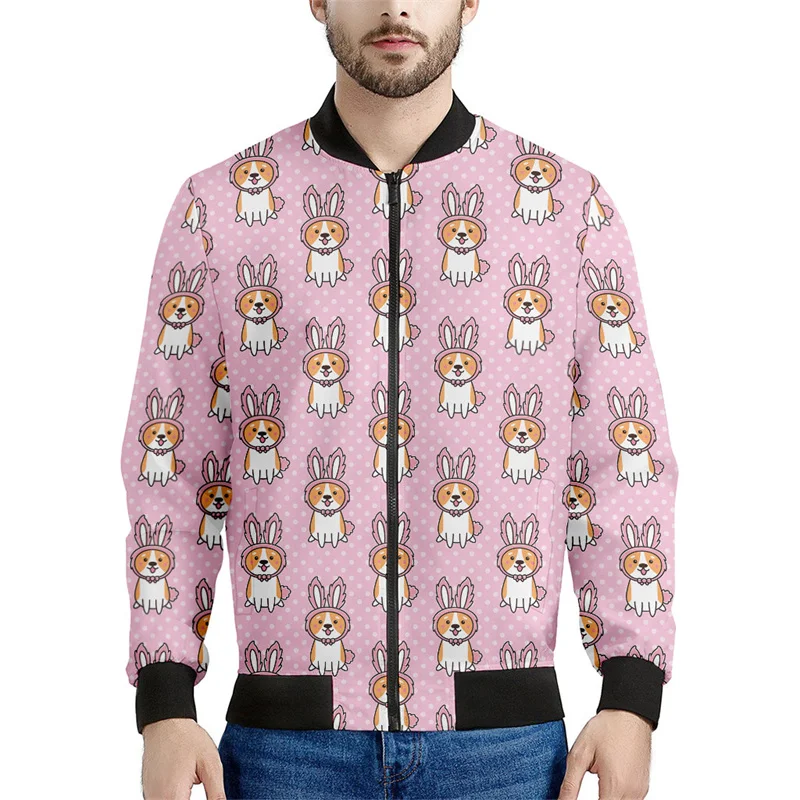 thumbnail image 1 of Chaquetas con cremallera y estampado 3D de Corgi de dibujos animados para hombres y niños, sudadera con estampado de mascotas y perros, chaqueta bomber informal de calle, abrigo de manga larga, 1 of 5