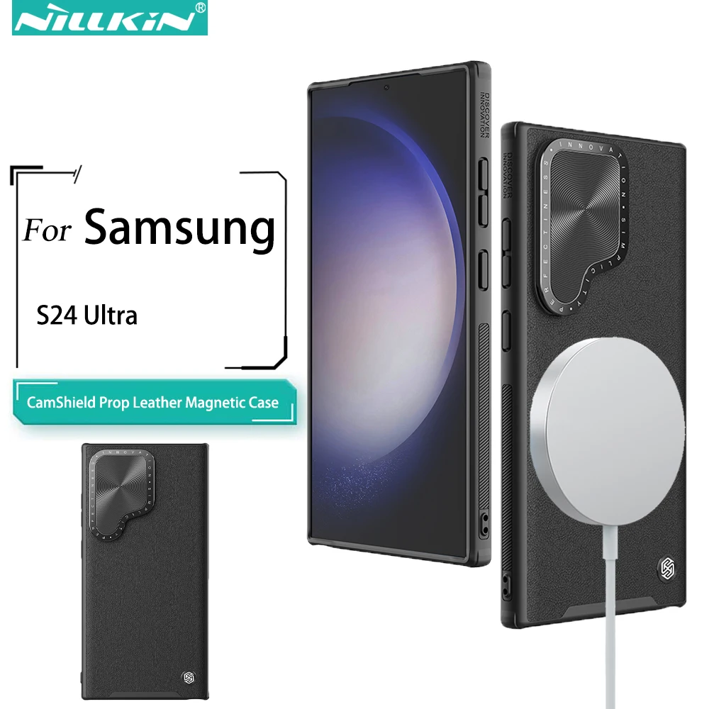 

Чехол Nillkin для Samsung Galaxy S24, ультратонкий кожаный защитный чехол для камеры с подставкой для Galaxy S24 Ultra