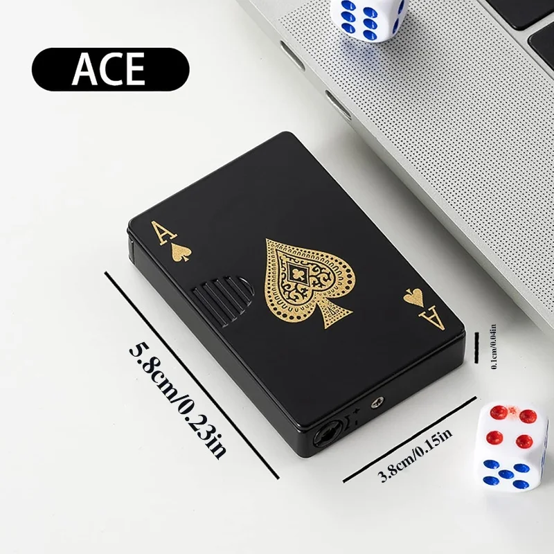 Metal Poker Card Lighter with Cash Detector Windproof
