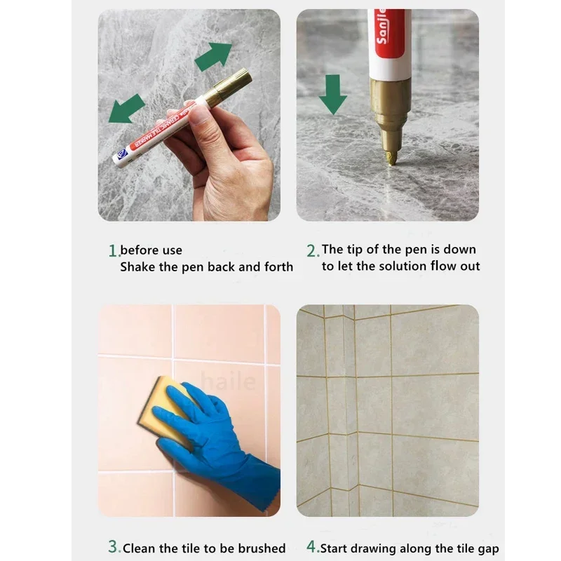 Grout pen White waterproof tile marker Grout pen Wall seam pen 10Color Optional for tiles floor bathroom Decontamination seam repair