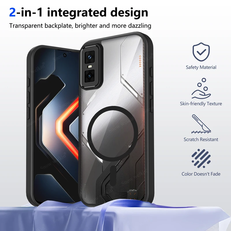 Magnetic Transparent Silicone Shockproof Phone Case with TPU Bumper