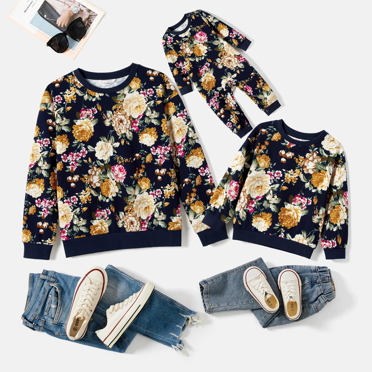 

PatPat Mommy and Me Long-sleeve Allover Floral Print Tops