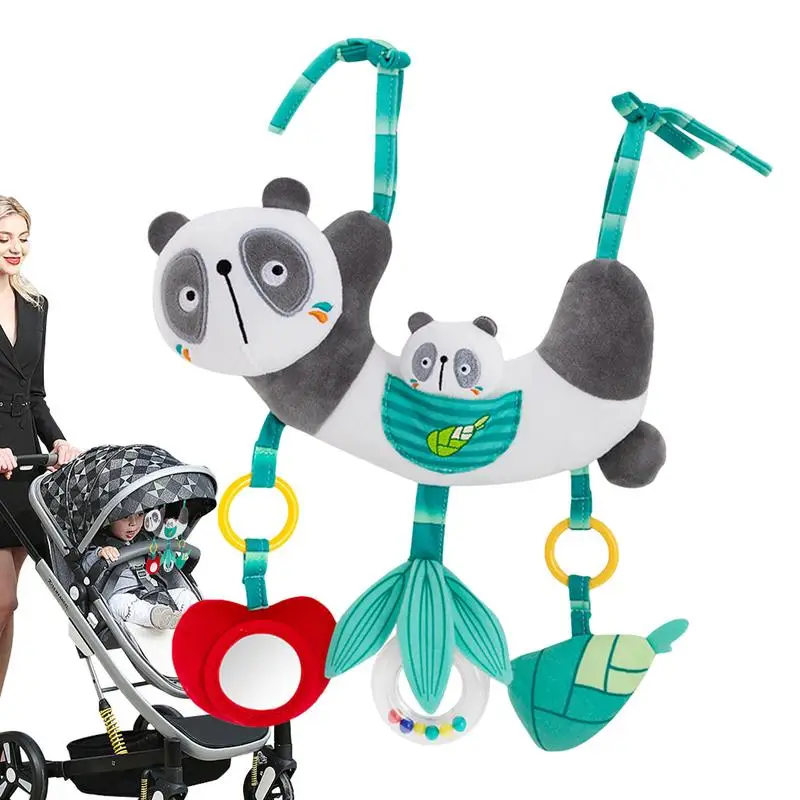 

Babies Stroller Arch Toy Soft Animal Panda Rattle Teething Toy Educational Car Seat Toy With Sound Cartoon Montessori Preschool