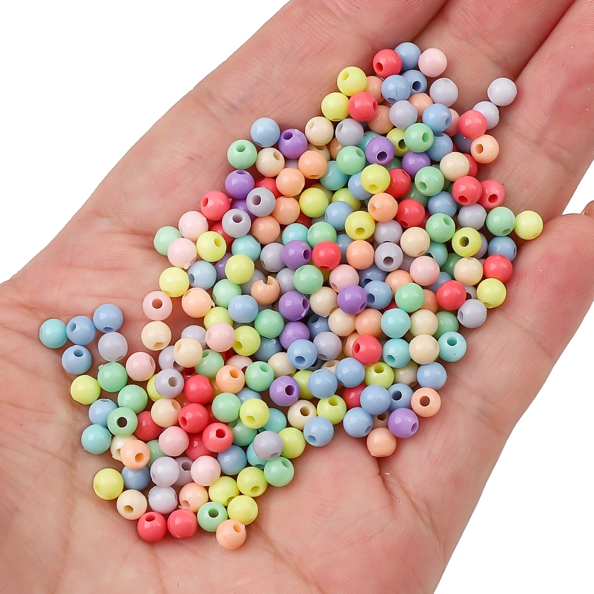Acrylic Beads About 3600pcs 4mm Solid Round Loose Beads 24 grid box for Handmade DIY Jewelry Accessories