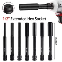 200mm Length Extended Hex Socket 1/2inch Wrench Hex Socket Head Adapter Spanner Converter Electric Hex Standard Wrench Hand Tool 2