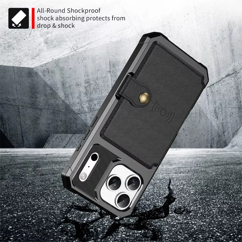 Wallet Phone Case Card Holder for Apple IPhone 17 Air 16E 16 15 14 Plus 13 12 Pro Max Hybrid Rubber Bumper Back Flip Cover